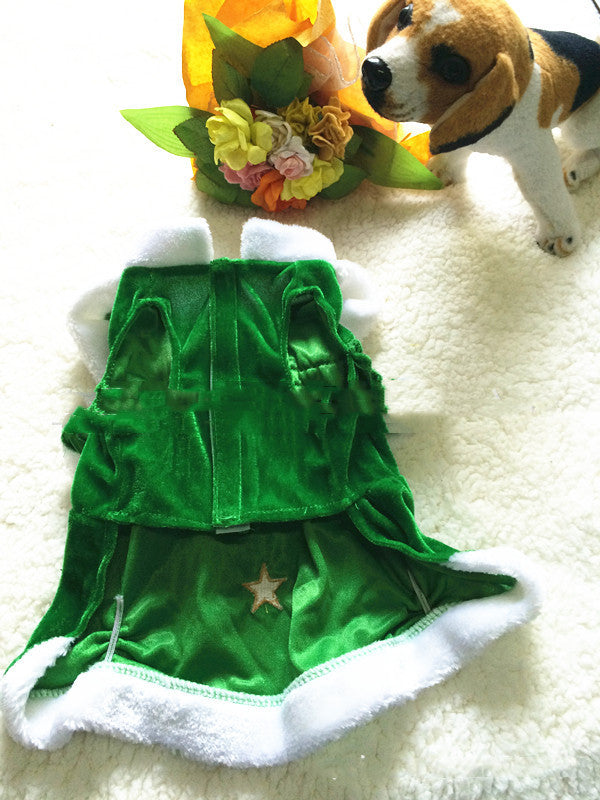 Green Christmas Tree Shaped Dog Clothes