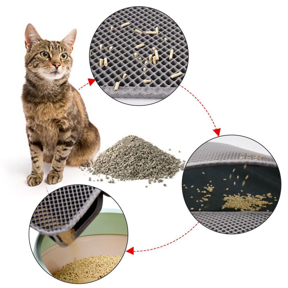 Kitty Cat Litter Mat Trapping Honeycomb Double Layer Design Waterproof Double Layer EVA Cat Litter Pad Waterproof Non-slip Sand Basin Filter