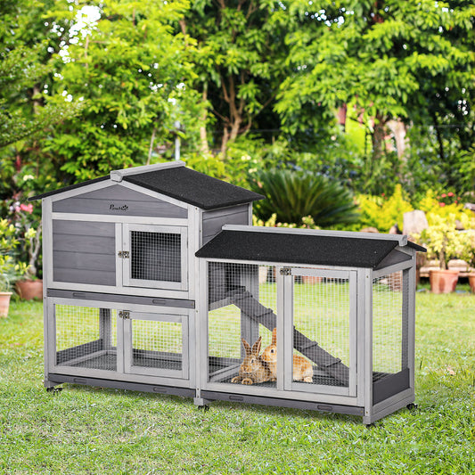 62" Mobile Rabbit Hutch with Wheels