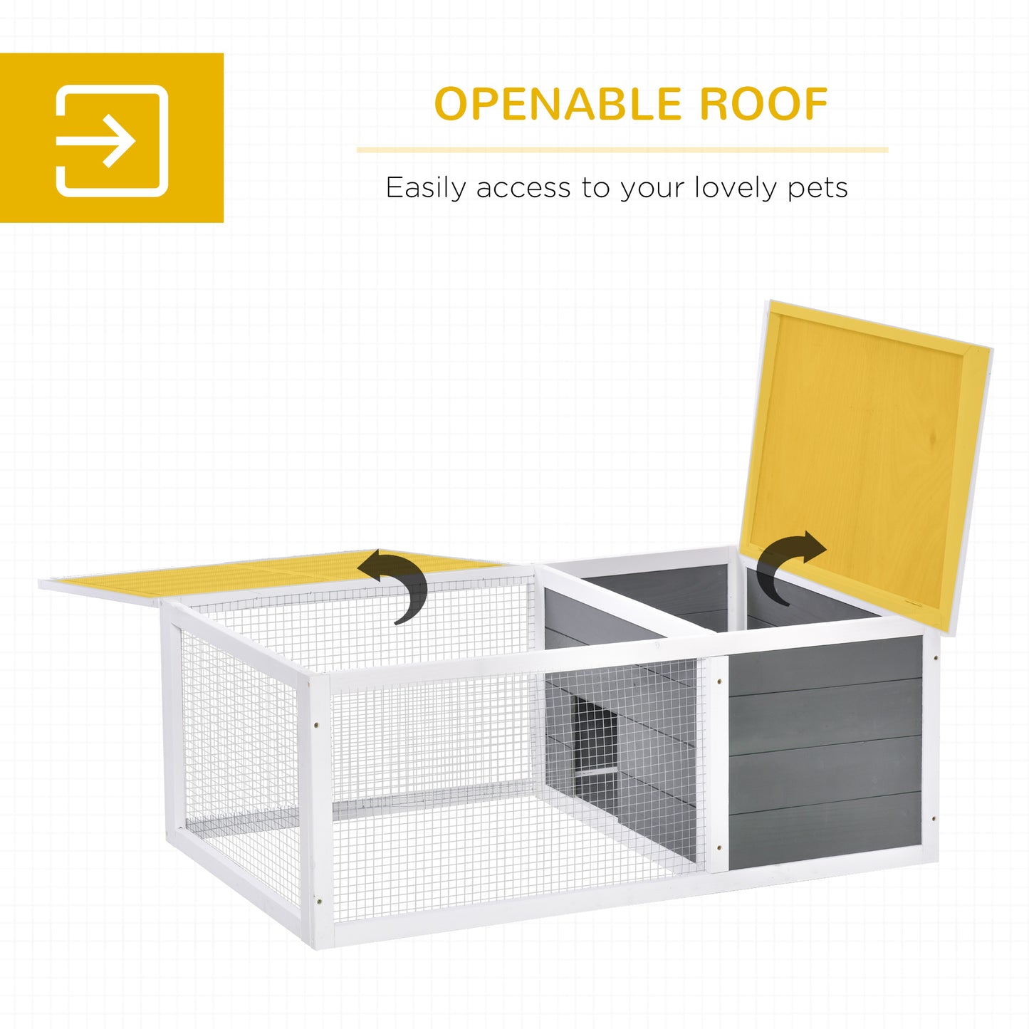 PawHut Rabbit Hutch Guinea Pig Hutch Wooden Small Animal Cage Rabbit Run Duck House With Openable Roof For Indoor Outdoor 115 X 66 X 47.5 Cm