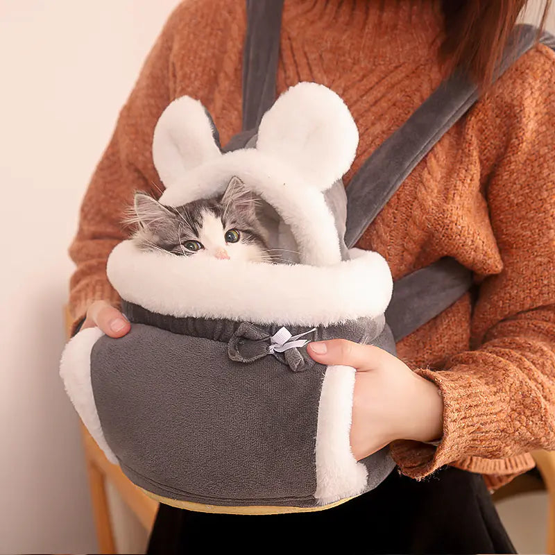 Cute Cat Backpack and Indoor Cat Bed Combo