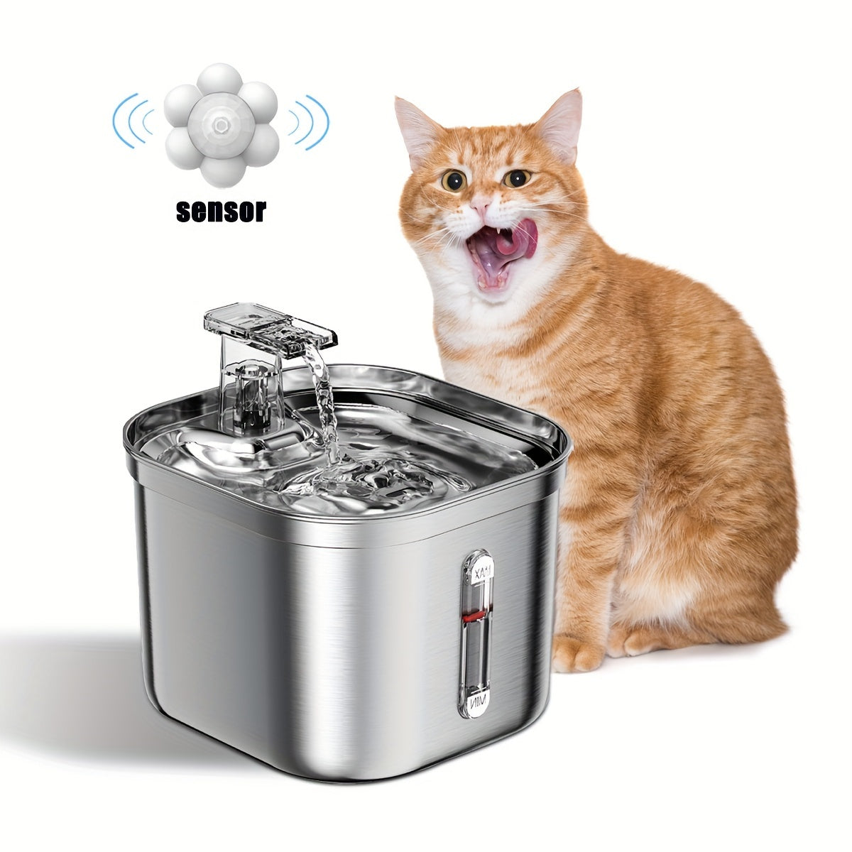 Cat Water Fountain, Stainless Steel Pet Water Fountain For Cats Inside, 3 Filters&Ultra-Quiet Pump, 73oz Automatic Dog Dispenser Water Bowl, Multiple Pets Water Fountain