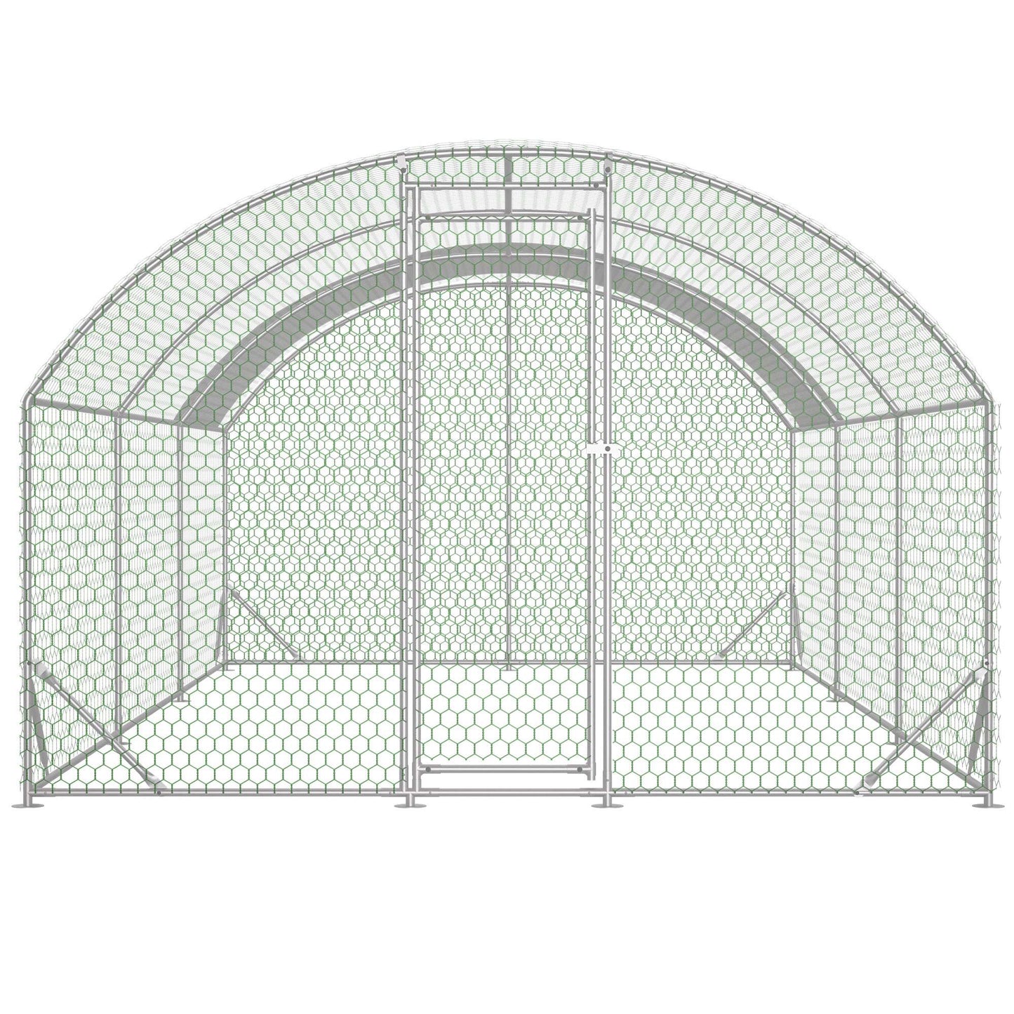 Large Chicken Coop Metal Chicken Run With Waterproof And Anti-UV Cover, Dome Shaped Walk-in Fence Cage Hen House For Outdoor And Yard Farm, 9.84 X 19.68 X 6.56 Ft