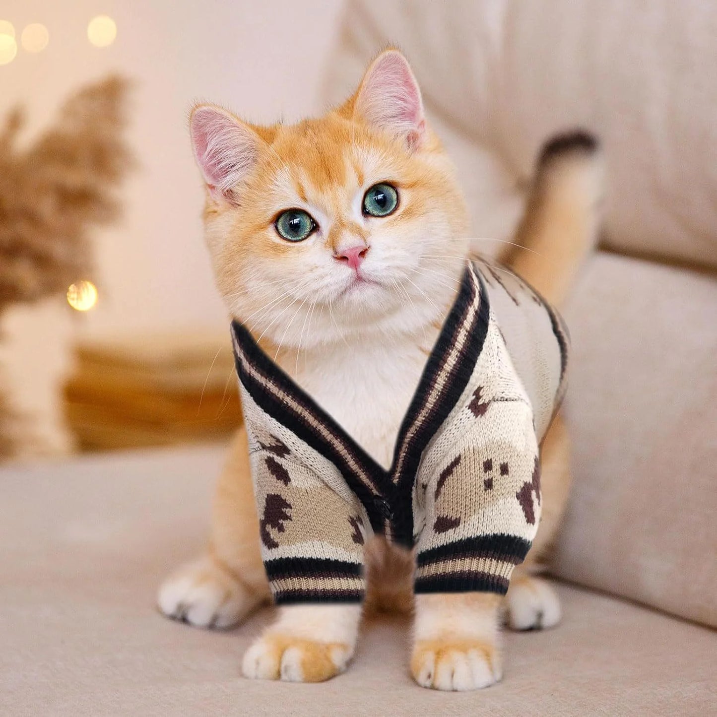 Preppy V-neck Striped Sweater for Dogs and Cats