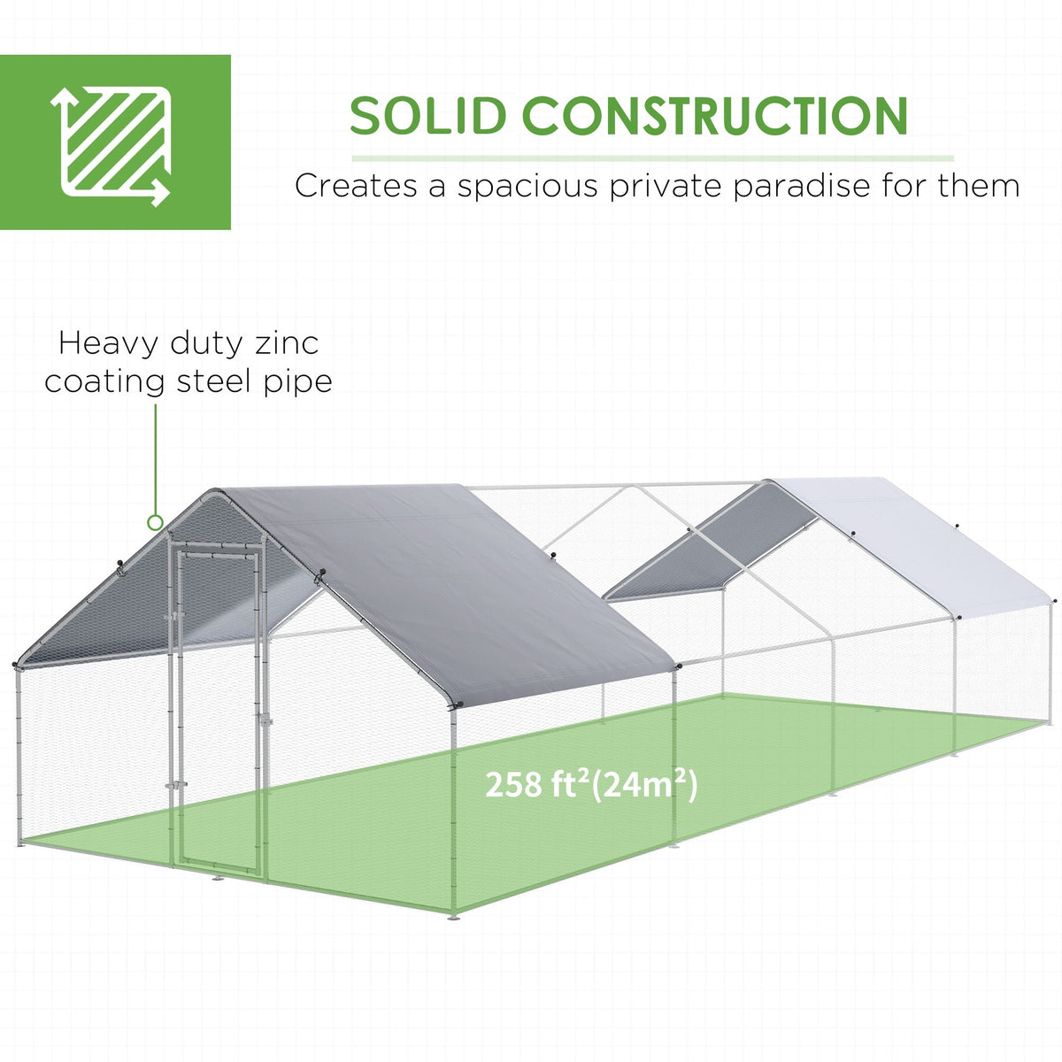 Solid construction - heavy duty zinc coating steel pipe frame