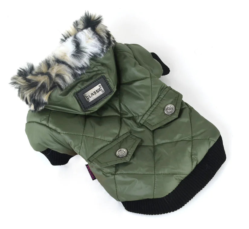 Pet Winter Coat with Fur Collar for Dogs