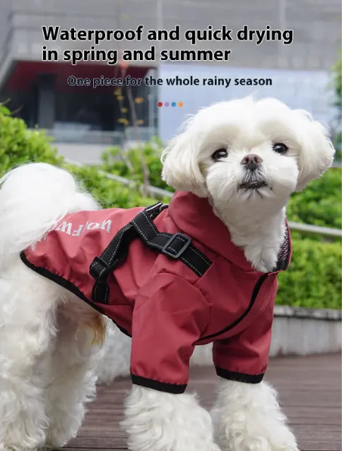 Four-Legged Waterproof Puppy Dog Raincoat Poncho