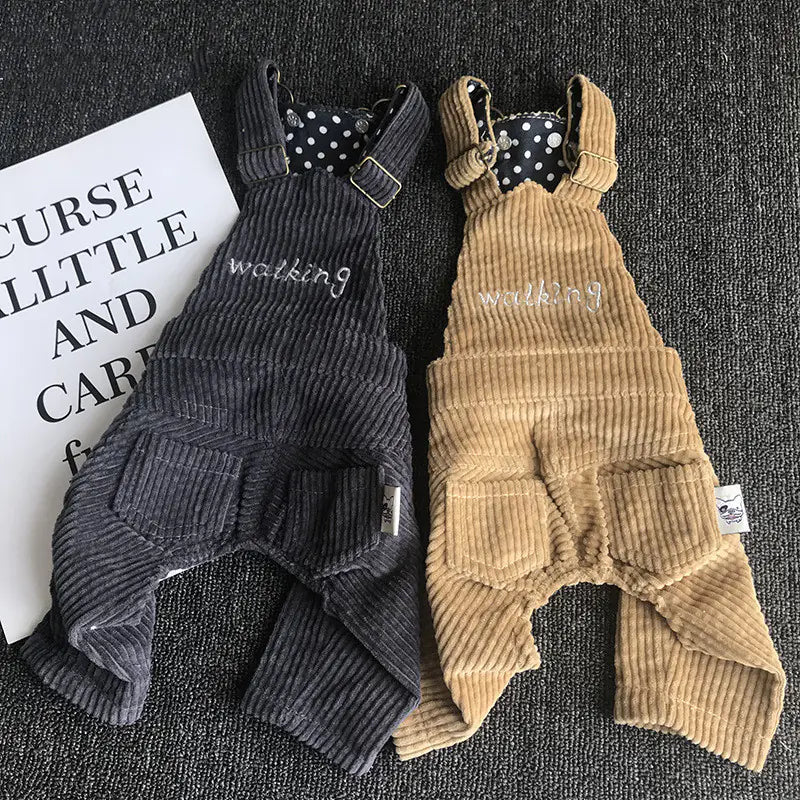 Pet Corduroy Overalls for Four-Legged Friends